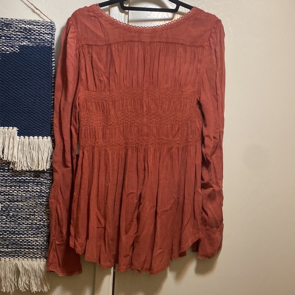 NWT Free People Blue Bird Smocked Peasant Blouse ⭐️ - Picture 7 of 8
